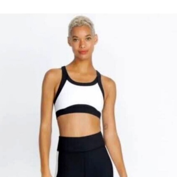 NWT JOHNNY WAS CALME Black and White Racerback Sports Bra - Picture 1 of 6